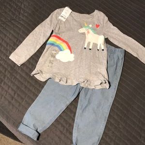 Carters unicorn outfit set. Size 4t. New
